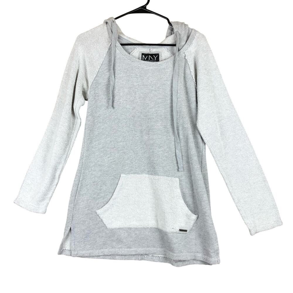 Andrew Marc Womens Sweatshirt Gray Performance Scoop Neck Hooded Medium